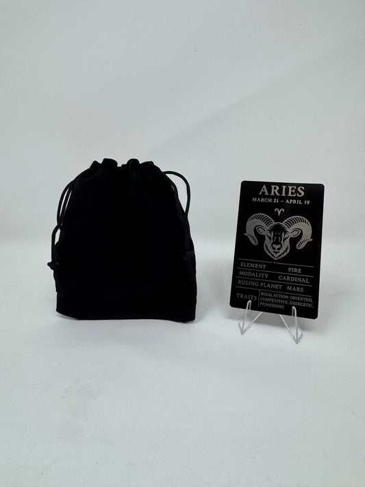 Aries Zodiac Card – Laser-Etched Aluminum Collectible