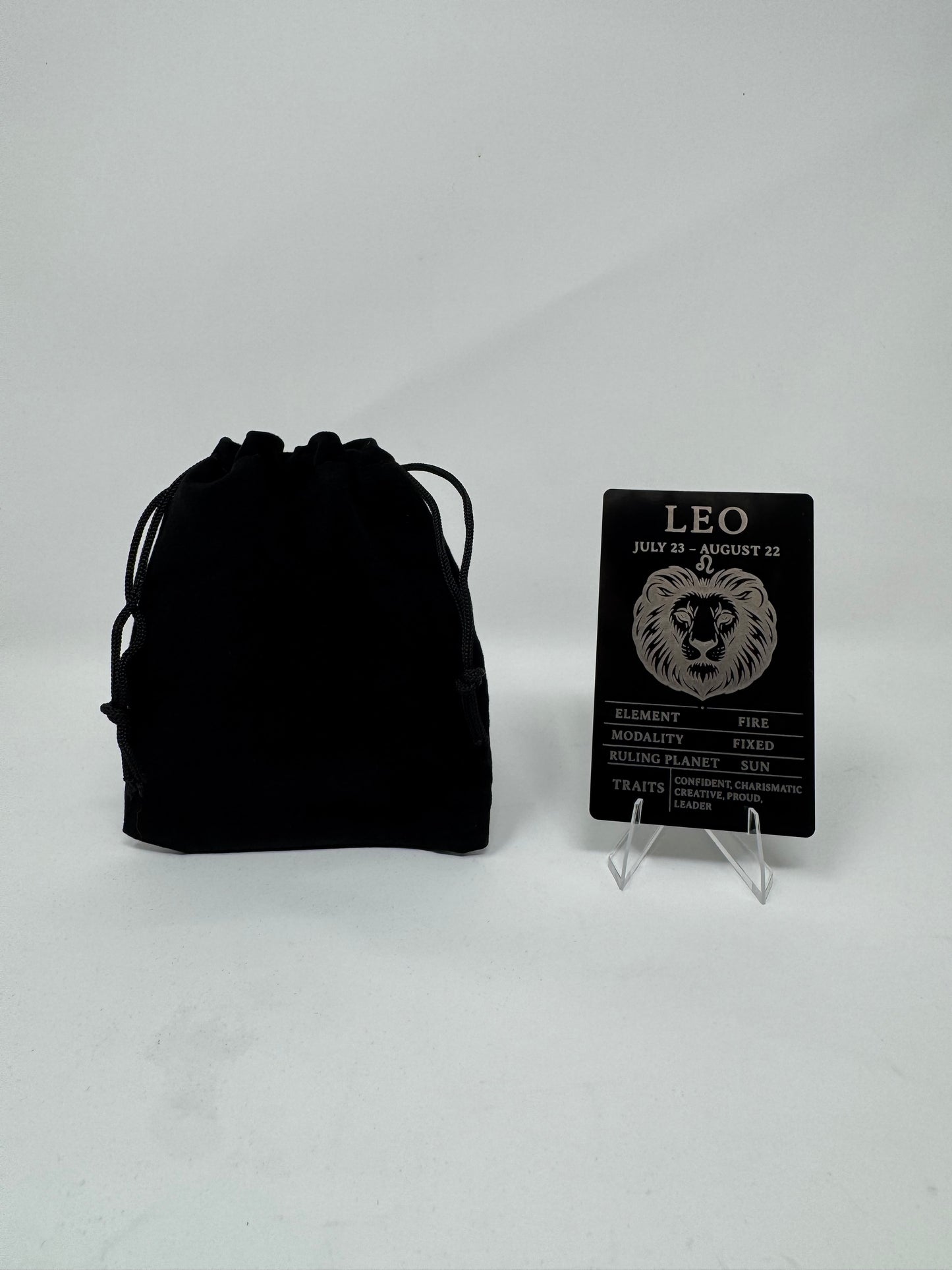 Leo Zodiac Card – Laser-Etched Aluminum Collectible