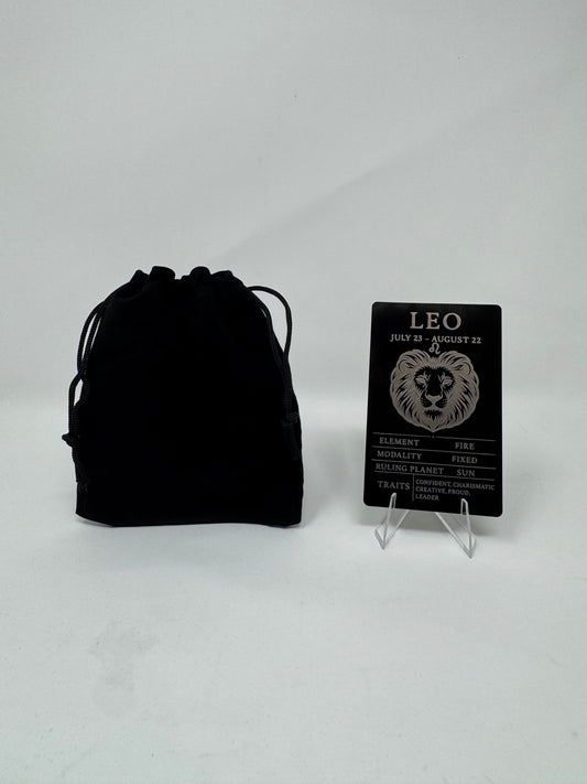 Leo Zodiac Card – Laser-Etched Aluminum Collectible
