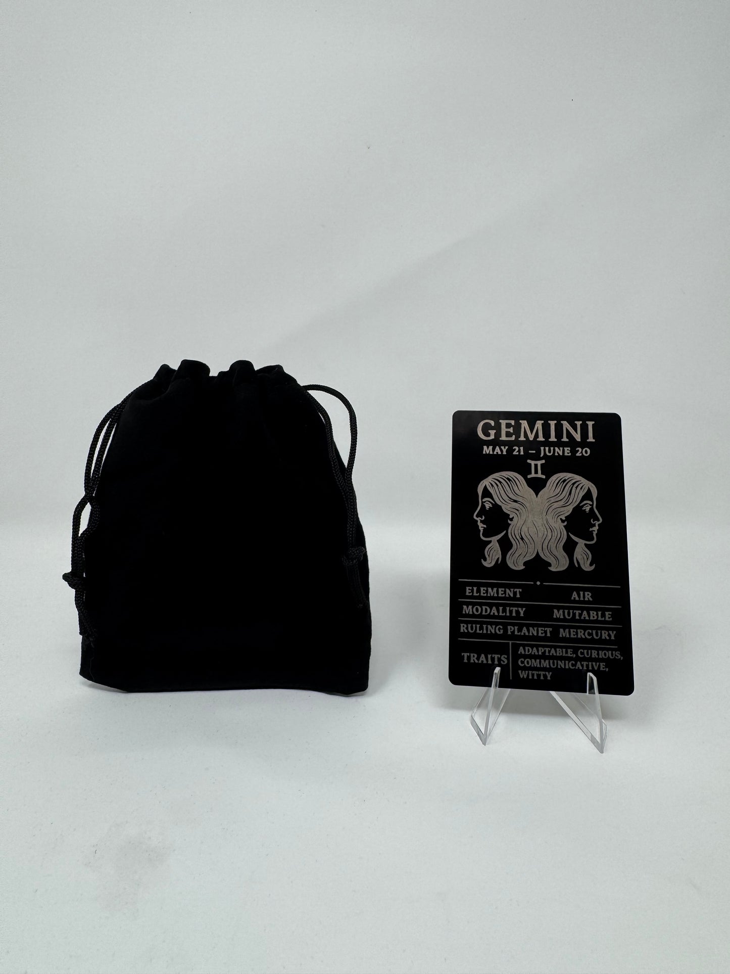 Gemini Zodiac Card – Laser-Etched Aluminum Collectible