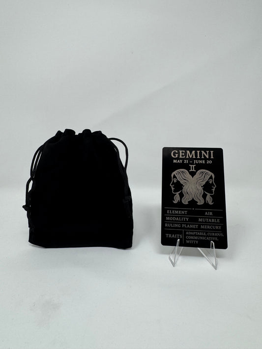 Gemini Zodiac Card – Laser-Etched Aluminum Collectible