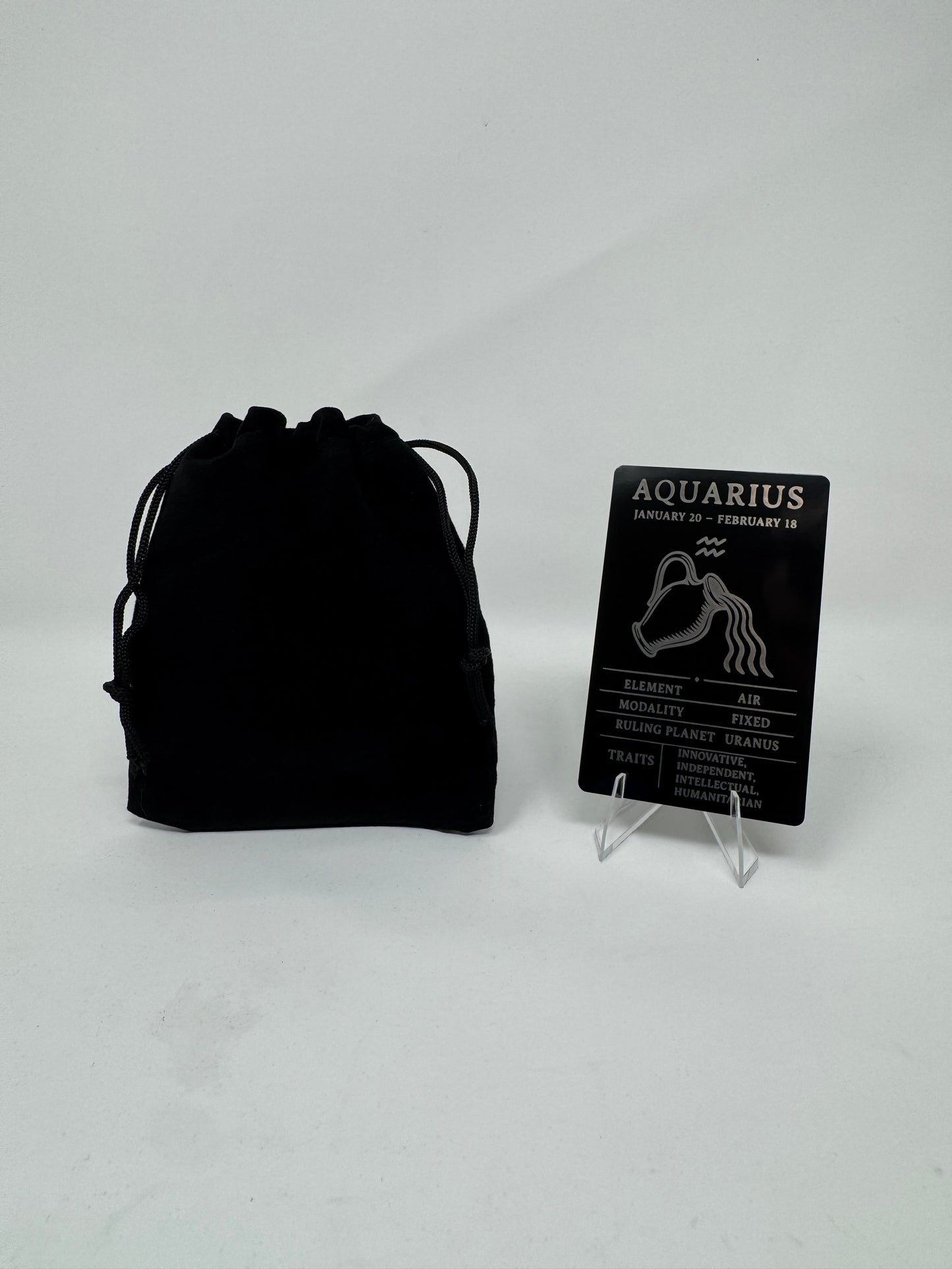 Aquarius Zodiac Card – Laser-Etched Aluminum Collectible