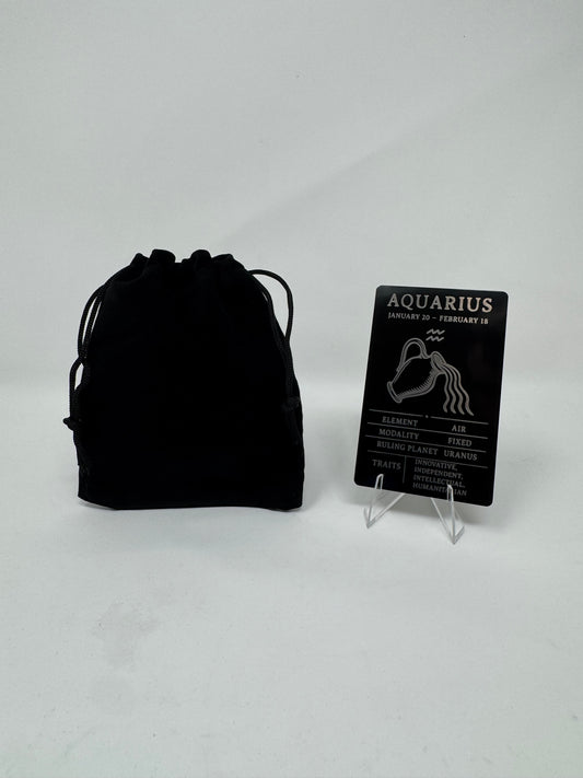 Aquarius Zodiac Card – Laser-Etched Aluminum Collectible