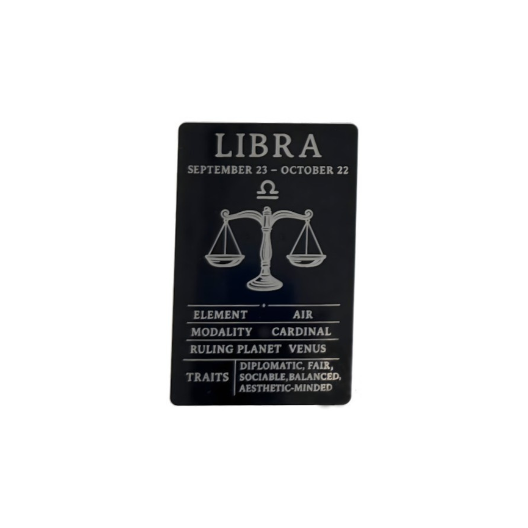 Libra Zodiac Card – Laser-Etched Aluminum Collectible