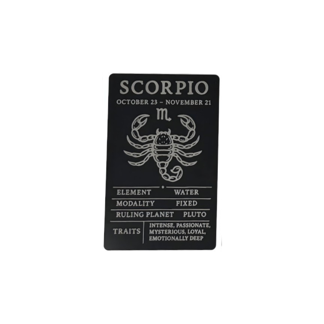 Scorpio Zodiac Card – Laser-Etched Aluminum Collectible