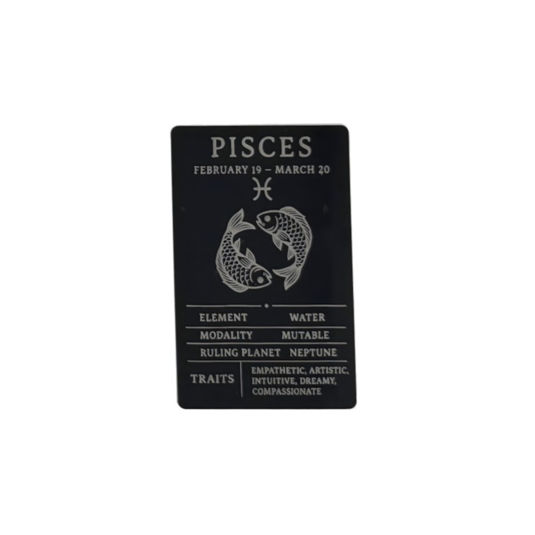 Pisces Zodiac Card – Laser-Etched Aluminum Collectible