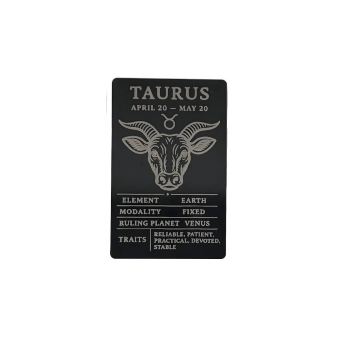 Taurus Zodiac Card – Laser-Etched Aluminum Collectible