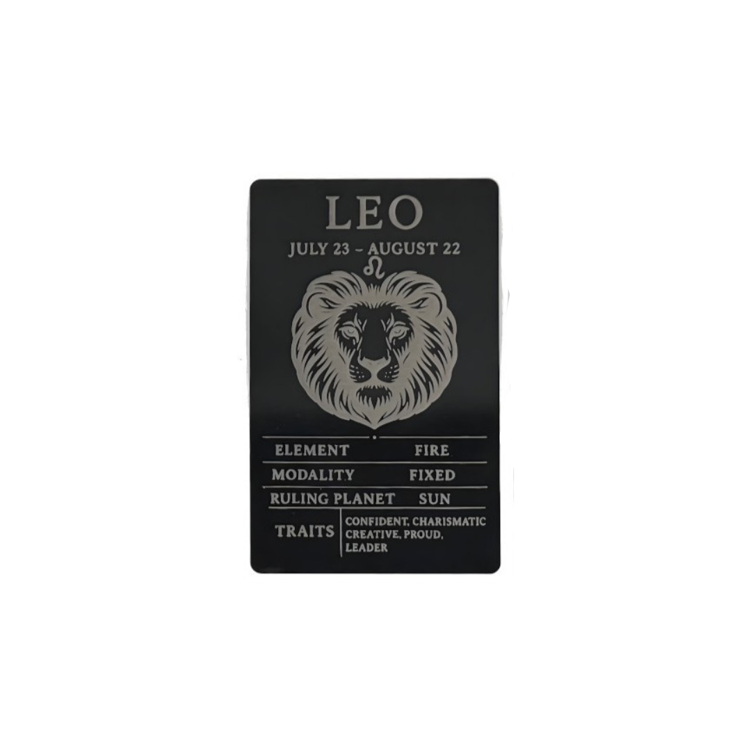 Leo Zodiac Card – Laser-Etched Aluminum Collectible