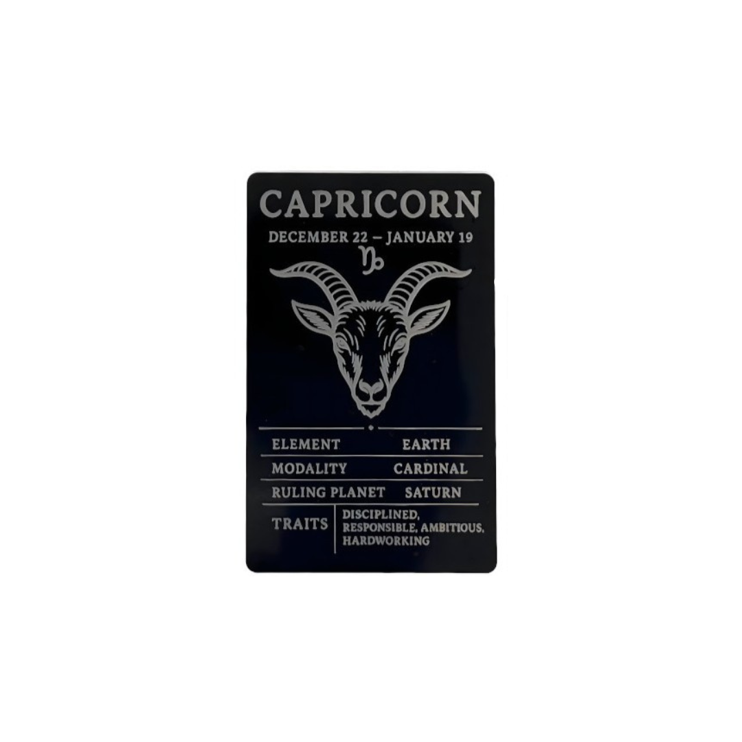 Capricorn Zodiac Card – Laser-Etched Aluminum Collectible