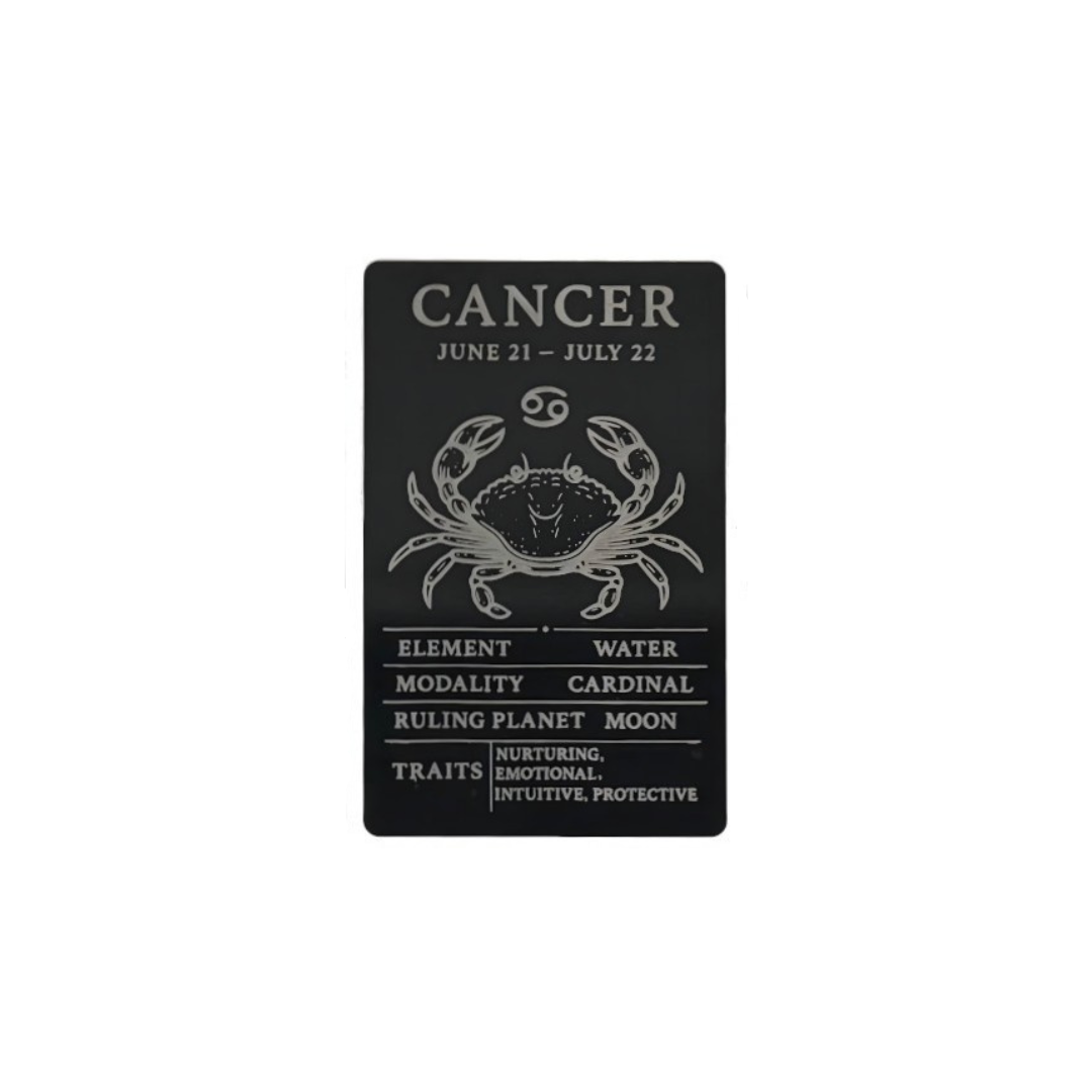 Cancer Zodiac Card – Laser-Etched Aluminum Collectible