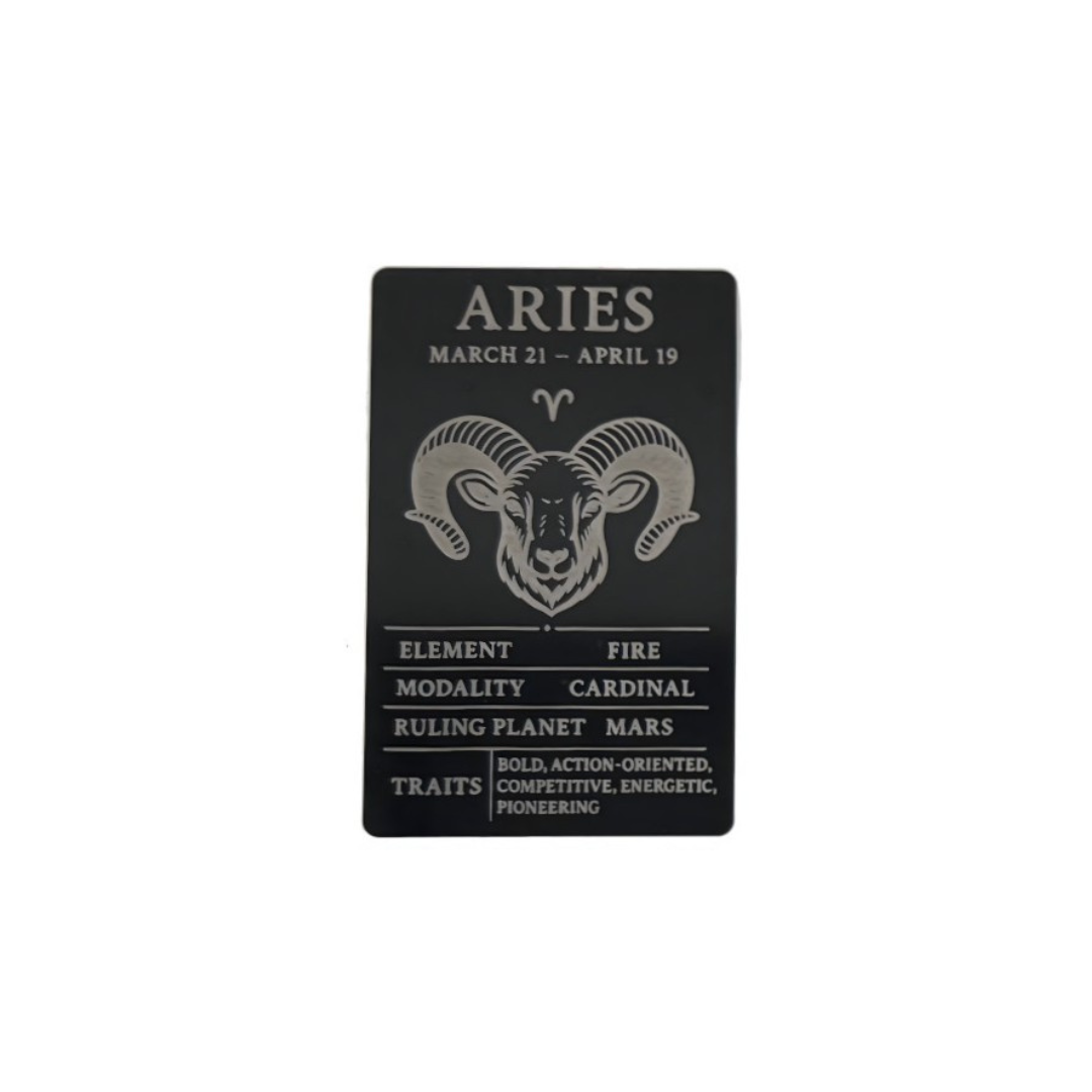 Aries Zodiac Card – Laser-Etched Aluminum Collectible