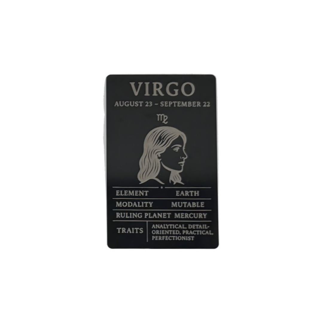 Virgo Zodiac Card – Laser-Etched Aluminum Collectible